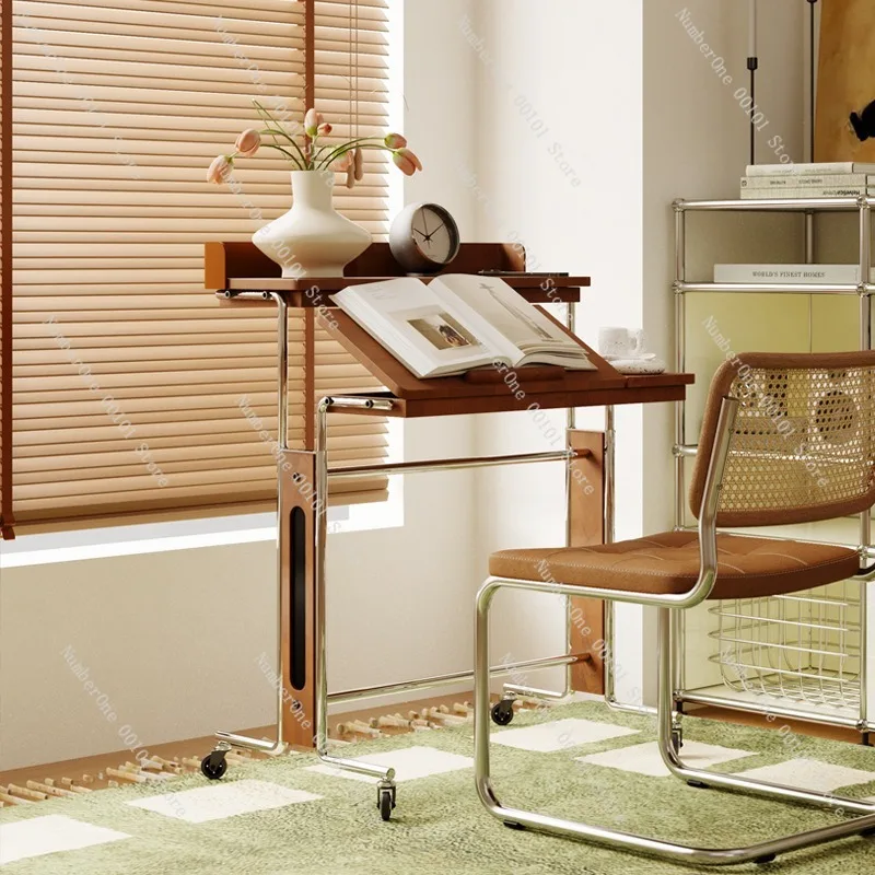 Two Half Desks, Mobile Chinese-Style Desks, Adjustable Computer Desks for Children, Retro Bedside Desks for Study and Work