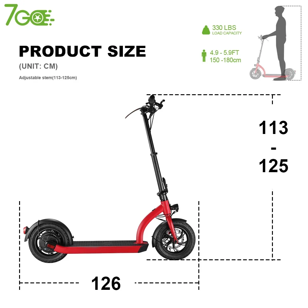 12 Inch Tire Foldable Electric Scooter  500W 48v Long Range Fast Speed Escooter with Patent