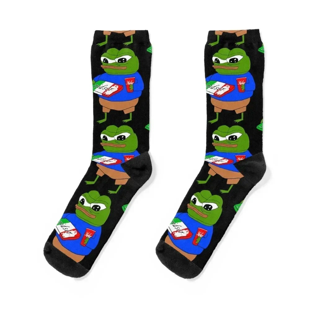 Pepe With Pizza And Soda Apu Socks cartoon halloween ankle Men Socks Luxury Brand Women's