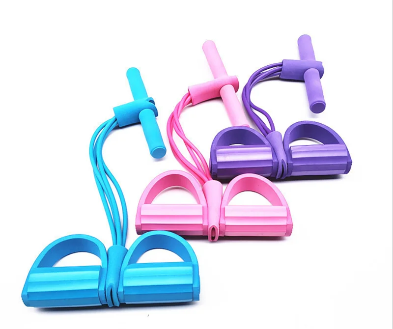 Tension Rope 4 Tube Puller Pedal Ankle Abdominal Exerciser Fitness Elastic Sit Up Pull Rope Home Gym Sport Training Equipment