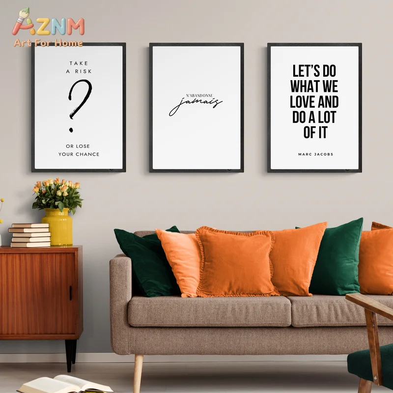 AZNM Minimalist Black White Quote Canvas Print Inspirational Text Female Line Art Simple Typography Bedroom Office Aesthetic Wal