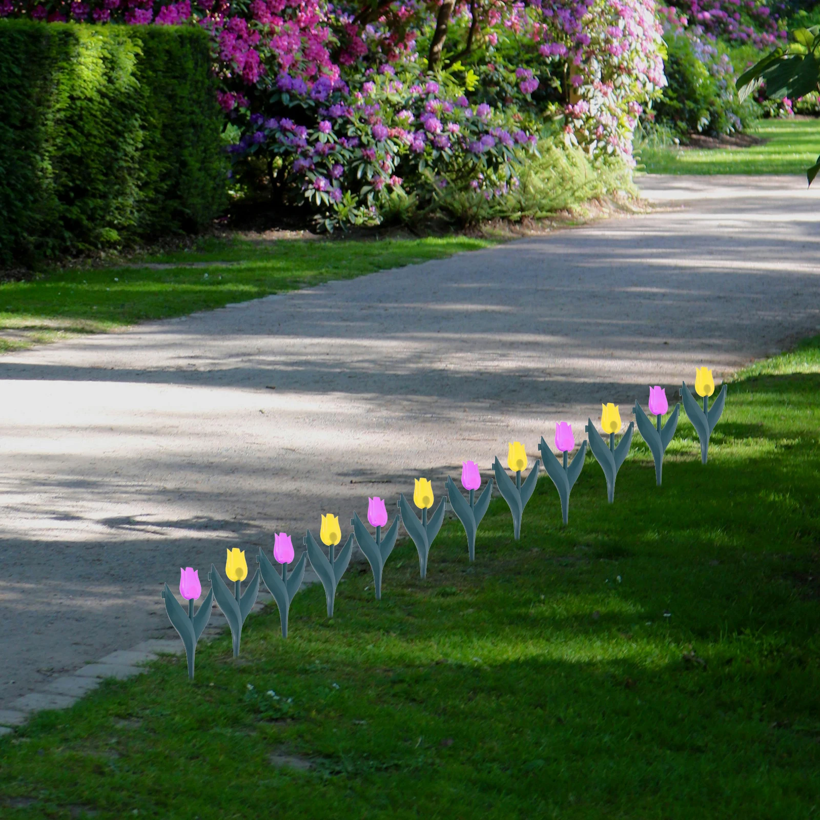 

20pcs Garden Fence Border Realistic Tulip Design Durable Pvc Lawn Edging Flower Beds Backyard Decor Easy Install Garden Border