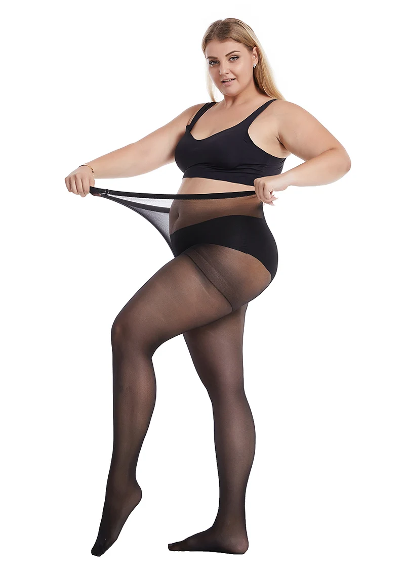 Sommer 20D Ultra dünne durchscheinende Strumpfhosen Große Größe Frauen Große Strumpfhosen Super Elastische Königin Größe Sexy Nylon Plus Größe Strümpfe – Detail 7