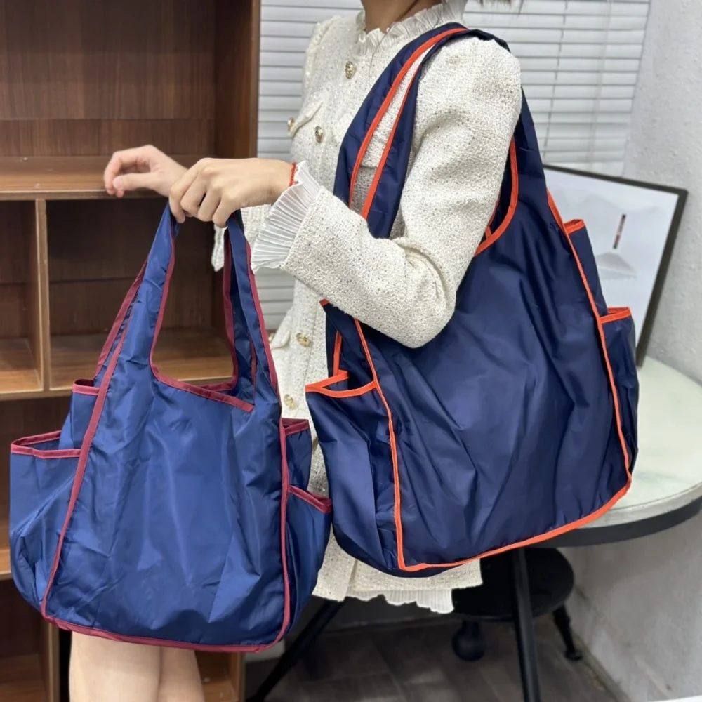 Thick Foldable Shopping Bag Large Capacity Reusable Grocery Bags Eco Friendly Supermarket Waterproof Shoulder Bag Storage Pouch