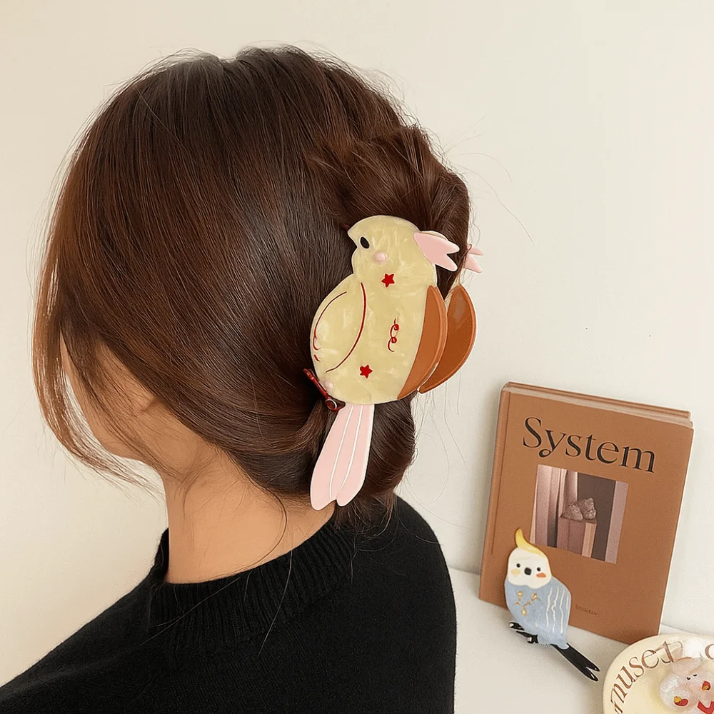Creative Cute Cartoon Animal Shark Clip Creative Korean Style Acetic Acid Hair Claw Headwear Parrot Bird Hair Claw Travel