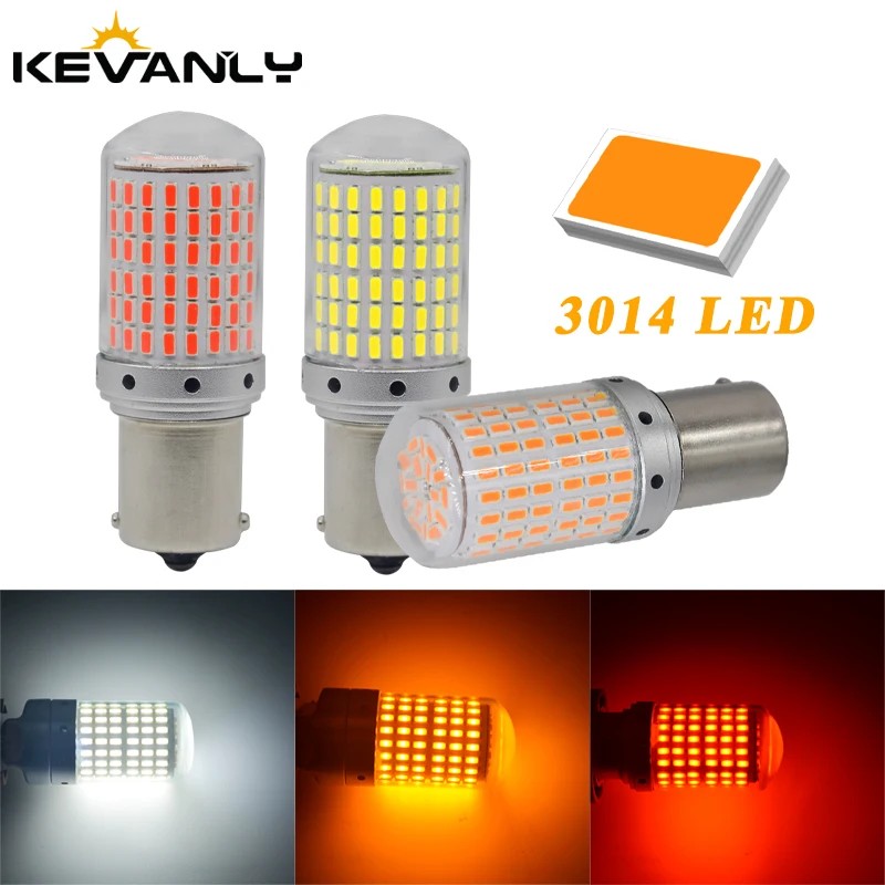 

2pcs 1156 BA15S P21W BAU15S PY21W T20 7440 W21W LED Bulbs 144smd Led CanBus lamp For Turn Signal Light Day Time Running Lamps