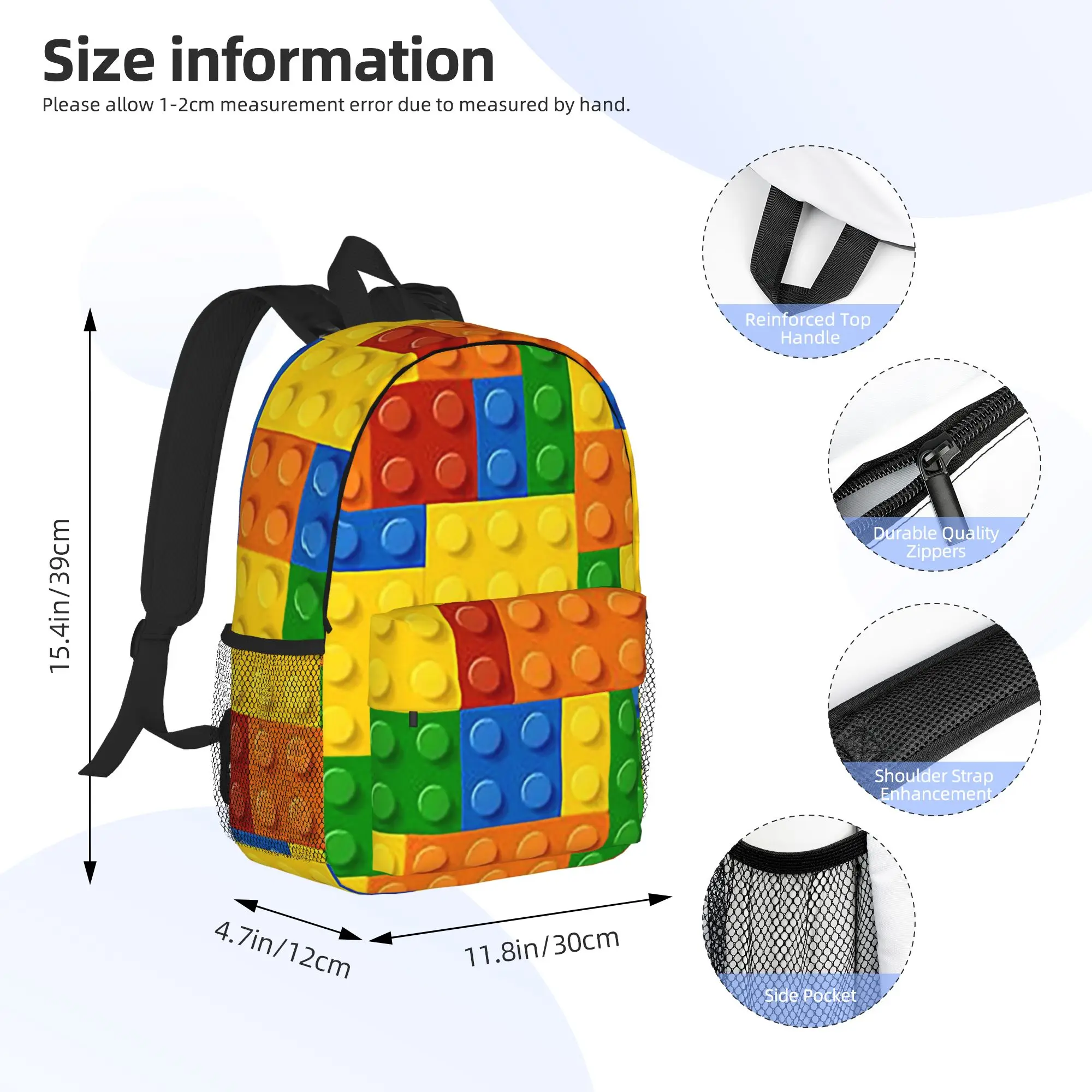 Building Blocks Construction Brick Backpack Hot Sale Daypack Boys Girls BookBag Shoulder Bags for Men Women School Bag