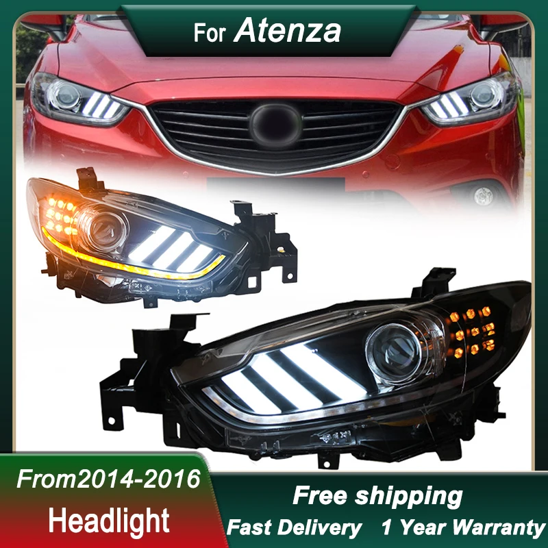 Car Headlights for Mazda 6 ATENZA 2014-2016 Mustang style full LED Headlight DRL Dynamic Signal  Bi Xenon Beam Headlamp Accembly