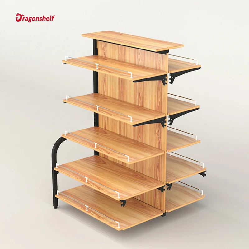 Rak Gondola Display Rak Belanja Supermarket Toko Logam Rak Kayu Grosir Pabrik Custom.Dragonshelf
