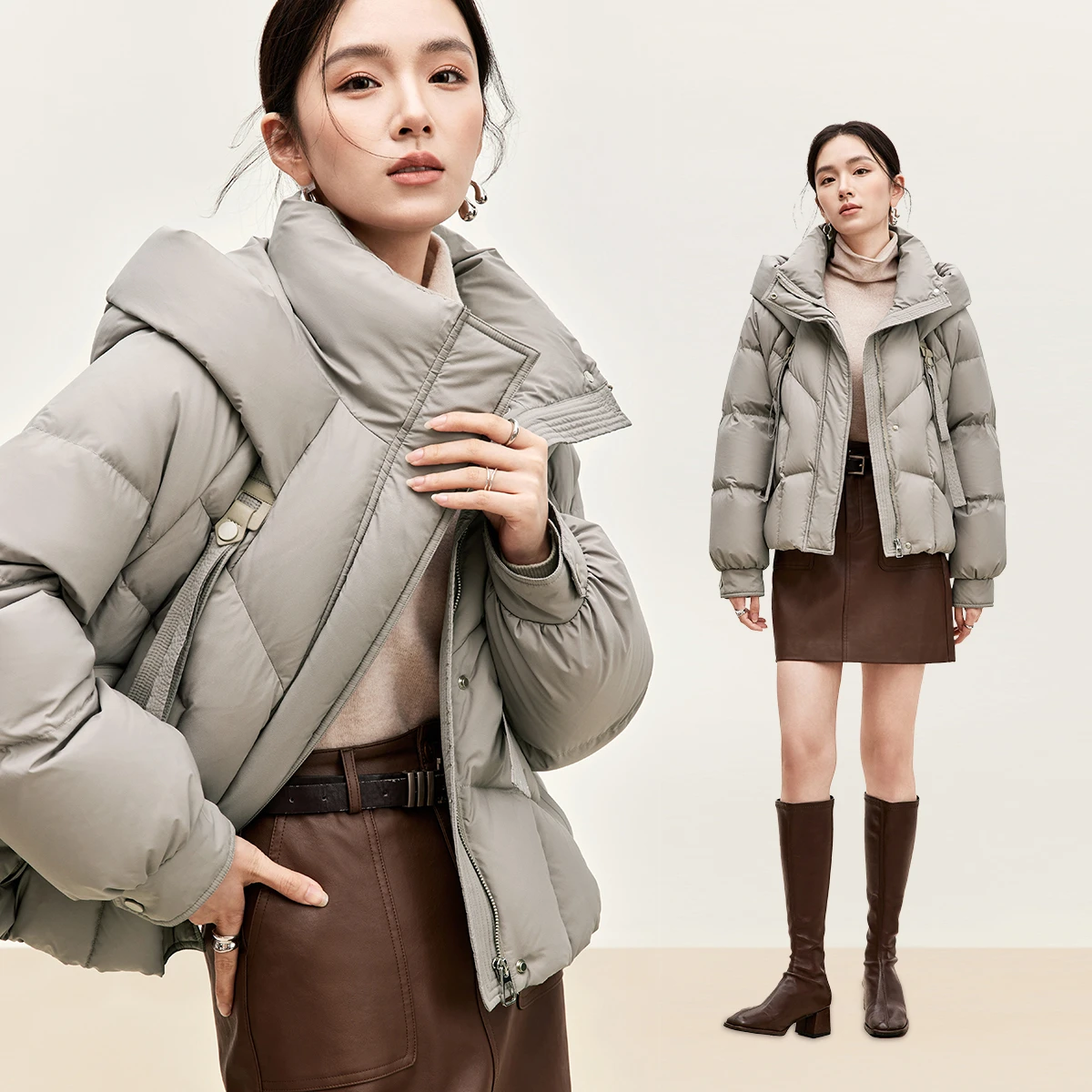 

SENTUBILA Women Hooded Puffer Down Jackets White Duck Down Short Coat Stand Neck Warm Overcoat 2025 Winter Clothes W44Y56648