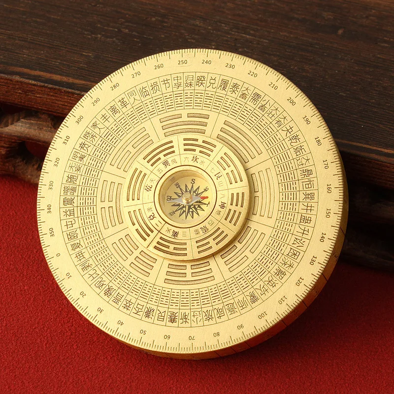 All-copper stress-relief compass, brass handle, double-sided fidget toy, bagua rotating disc, handcrafted orna
