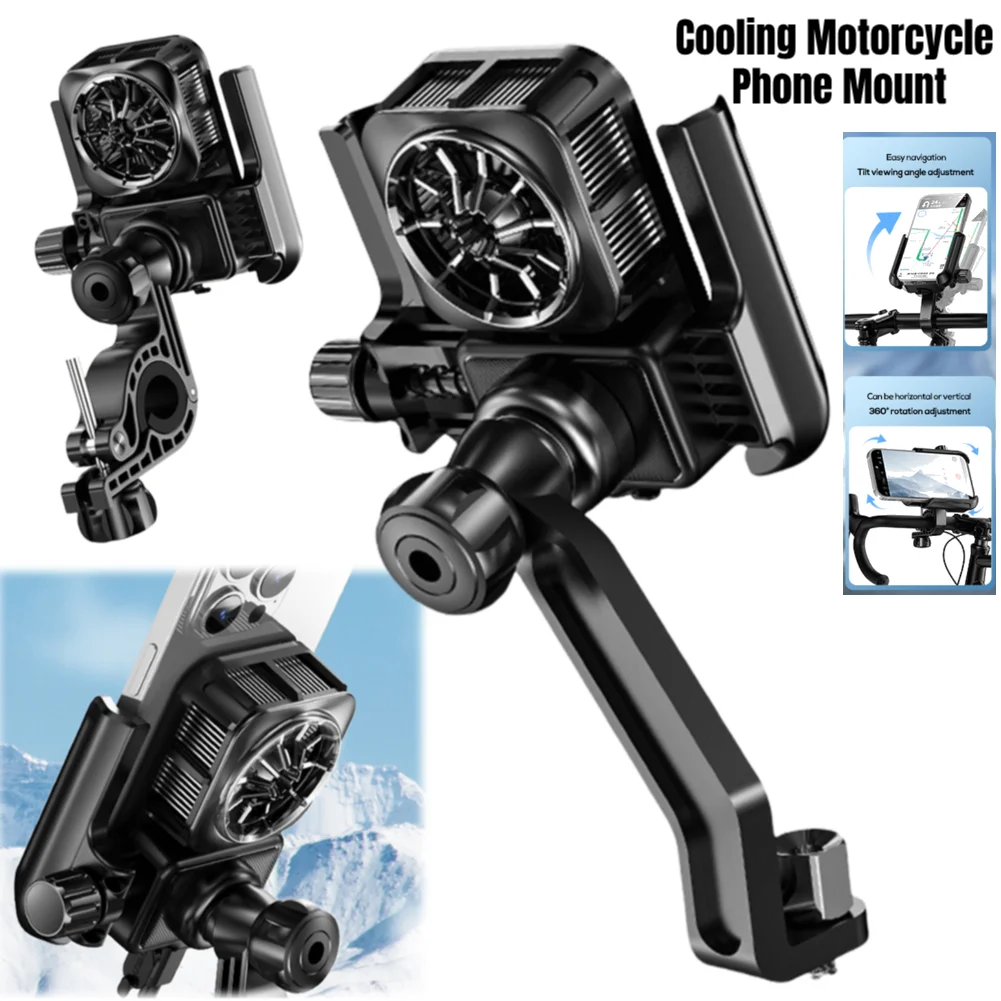 

Cooling Motorcycle Phone Mount Anti-Vibration Motorcycle Cellphone Holder Motorcycle Phone Holder for Motorcycle Bicycle Scooter