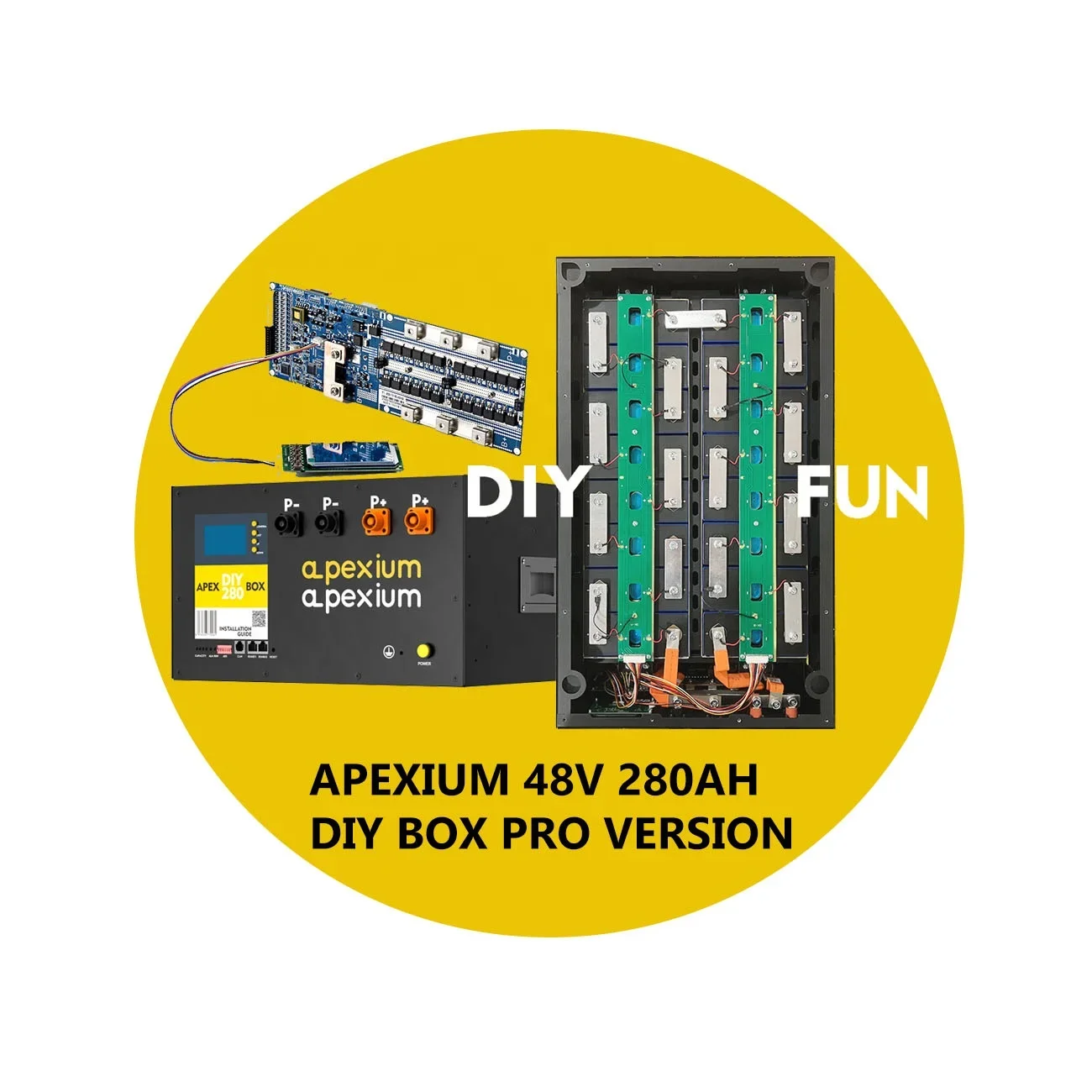 Apexium Customized 24V 48V 280AH Lifepo4 Battery Box 15kwh APEX 16s EV 280ah 302ah Lifepo4 AKKU DIY Case Only EMPTY BOX