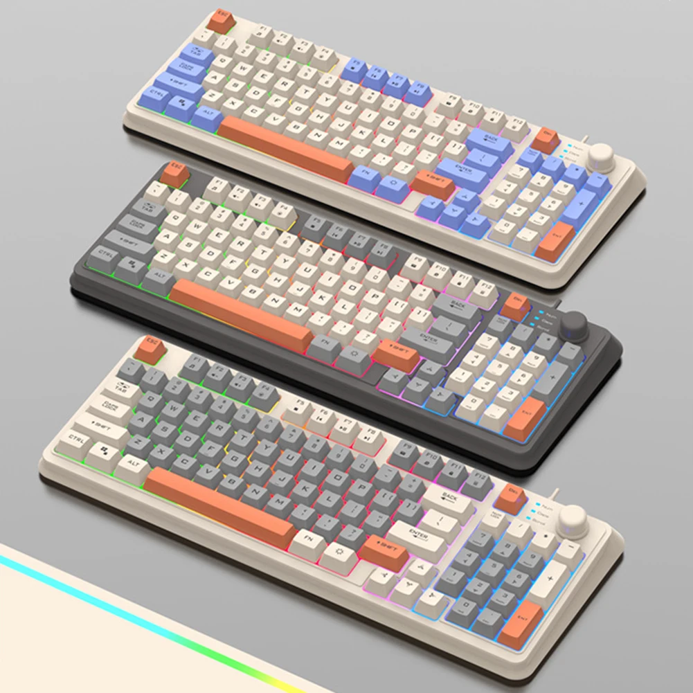 K82 Mechanical Keyboard USB Port Gaming Keyboard RGB Light Luminous Keyboard Hot-Swap Keyboard for Notebook Laptop Desktop