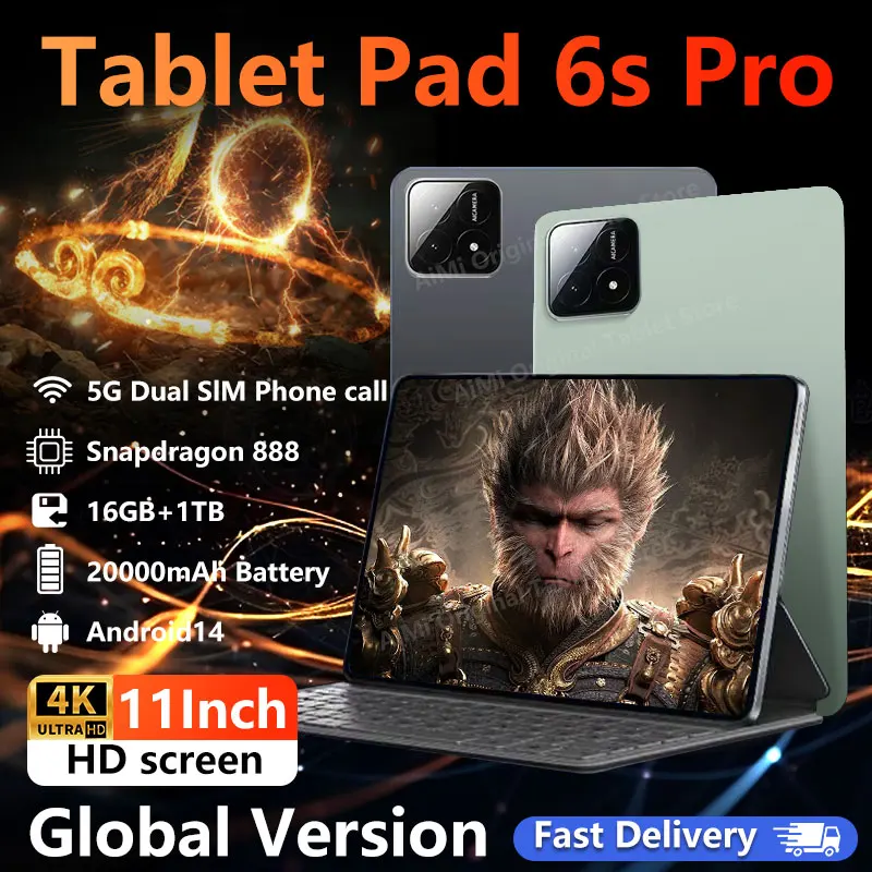 Tablet PC oryginalna wersja globalna Pad 6S Pro Snapdragon888 Android 14 20000mAh 16GB + 1024TB 5G Dual SIM WIFI karta HD 4K Mi Tab