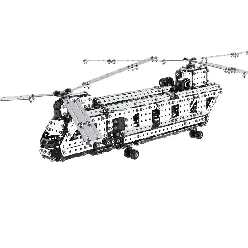 1413 buah, teka-teki logam 3D, rakitan presisi, penggemar militer model helikopter Chinook, dekorasi hadiah ulang tahun/model