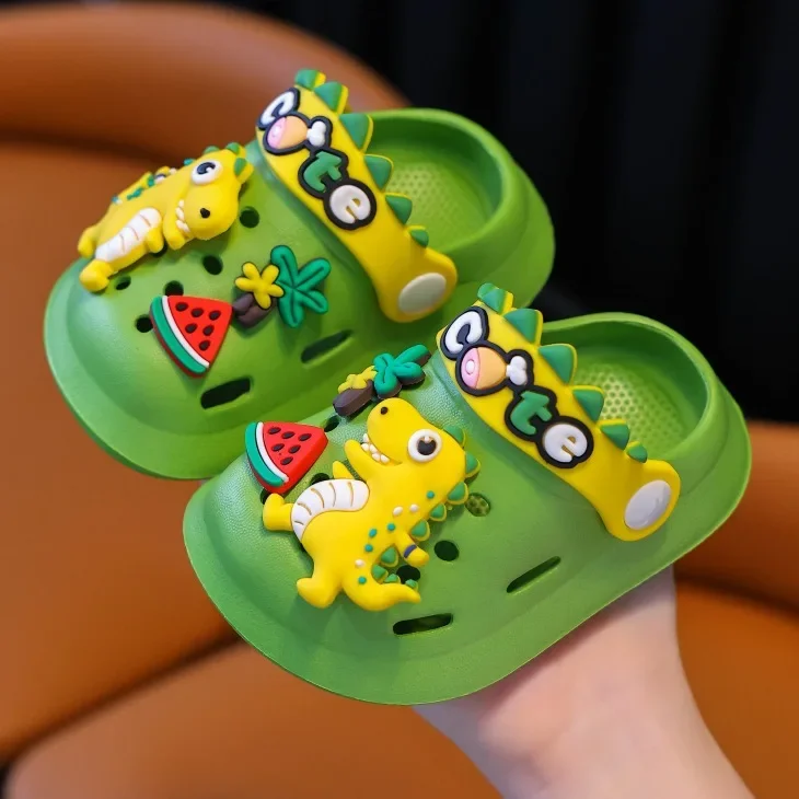 Children\'s cartoon cute dinosaur home soft bottom indoor children children baby slippers sandals