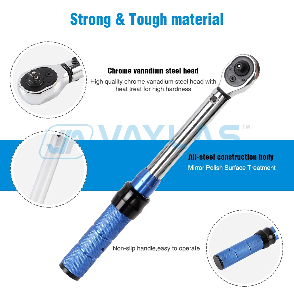 1/4\'\' Torque Wrench 2-14N.m/5-25N.m Two-way Ratchet Socket Spanner Adjustable Preset Torque Hand Tool for Car and Bike Repairing