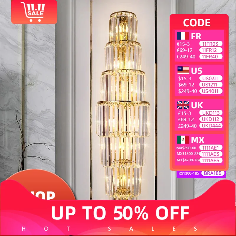 

Modern Wedding Crystal Hotel Lobby Hall Fixtures Luxury Led Lights Villa Living Bedroom Kitchen Dining Table Wall Lamps for Room