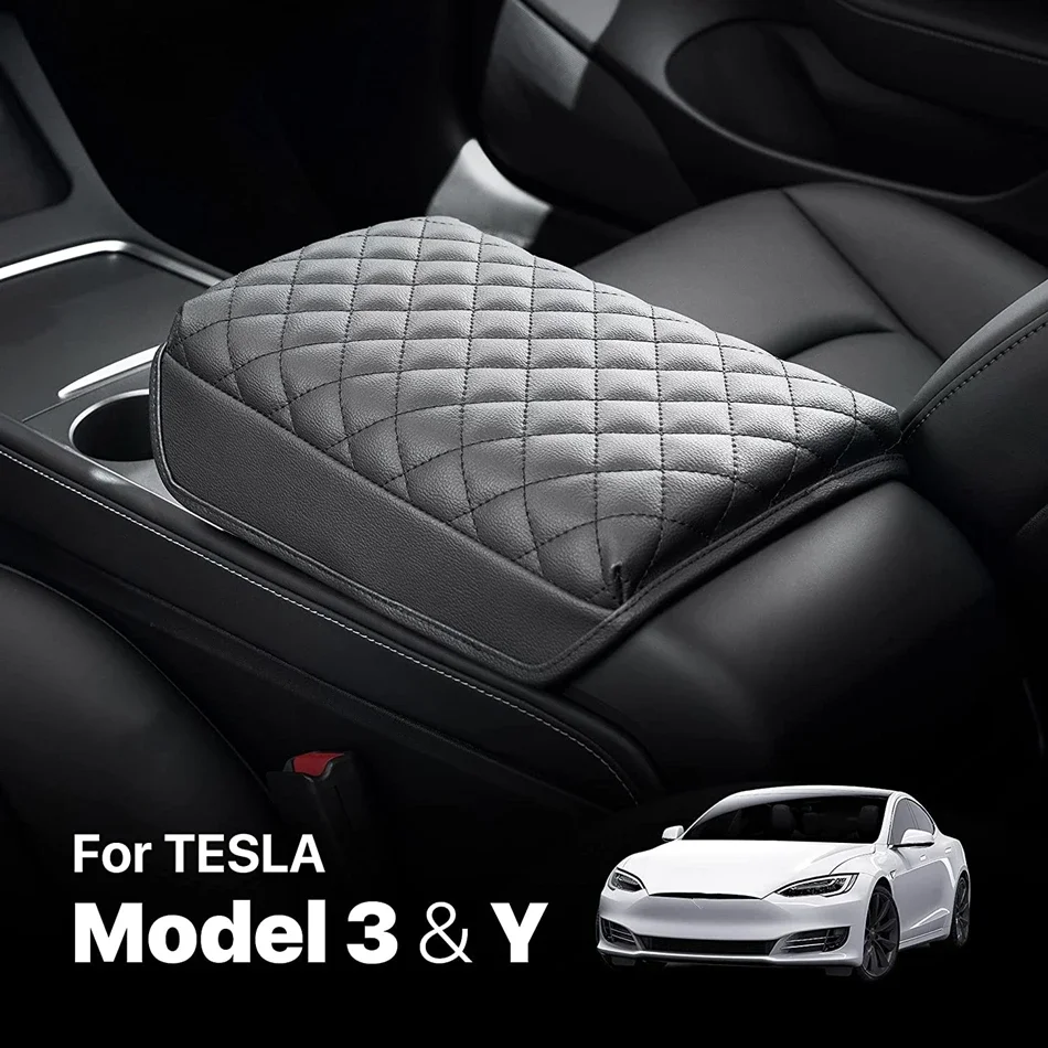 For Tesla Model Y 3 Highland Console Cover Armrest Cushion Scratch Resistant Faux Leather Center Console Protector Accessories