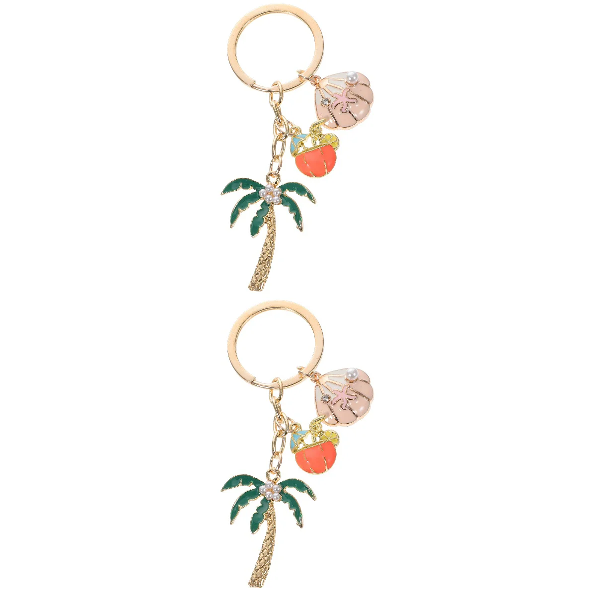 

2 Pack Coconut Tree Pendant Keychain Summer Keychains Decorative Ring Hanging Hawaiian Car Bag Lovely