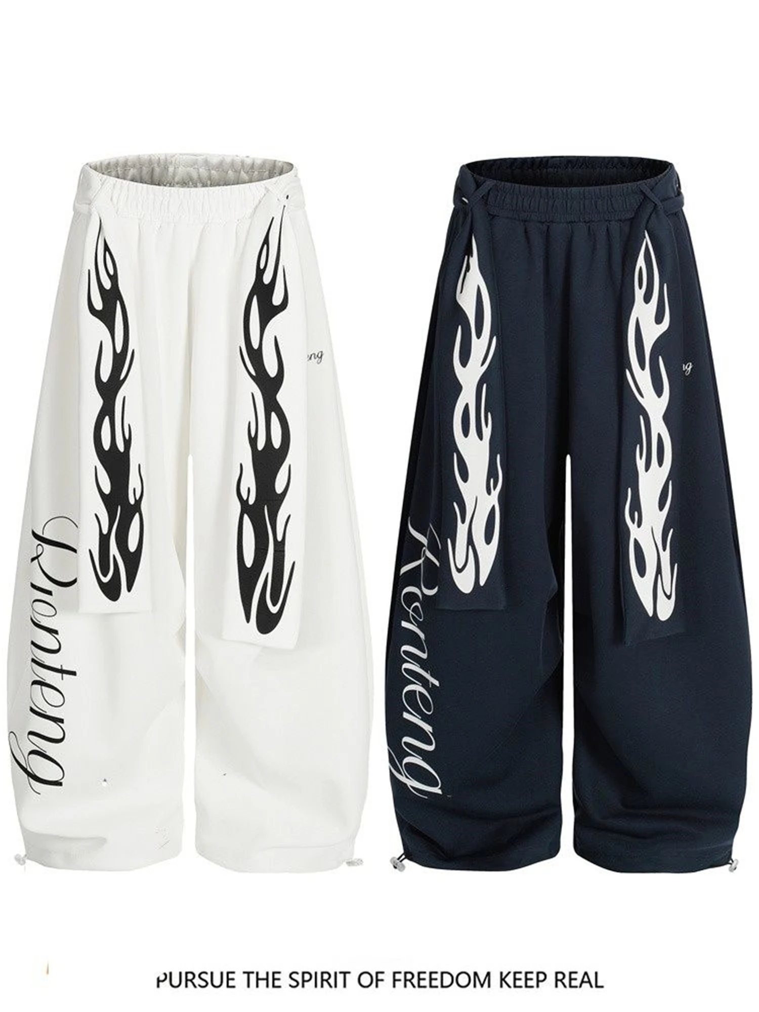 

Women's Y2K Flame Print Baggy Pants Streetwear Loose Wide Leg Trousers Casual Hip Hop Fashion Pants with Unique Print Design