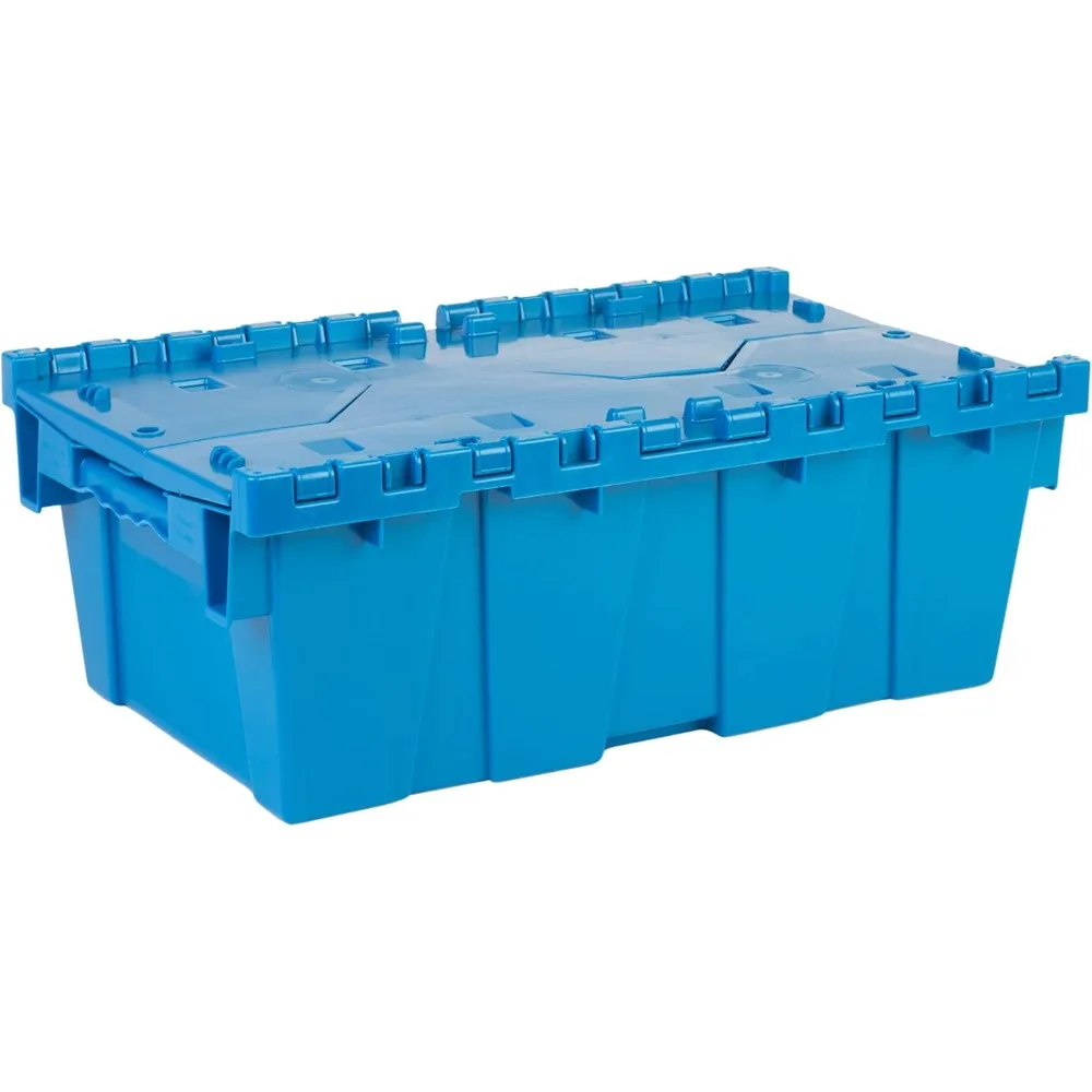 Contenedor de distribución de bolsa de almacenamiento de 19,6 x 11,6 x 7,3 pulgadas (3,7 galones, paquete de 5) con tapa adjunta con bisagras, azul