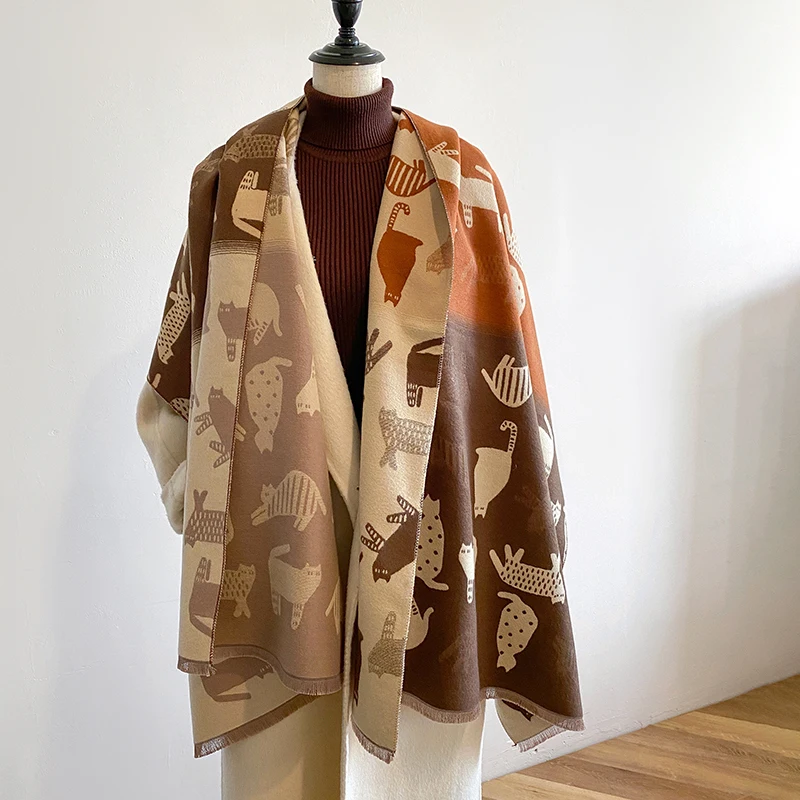 

Winter Women's Scarf Luxury Design Double sided Cashmere Feel Scarf Warm Scarf Shawl