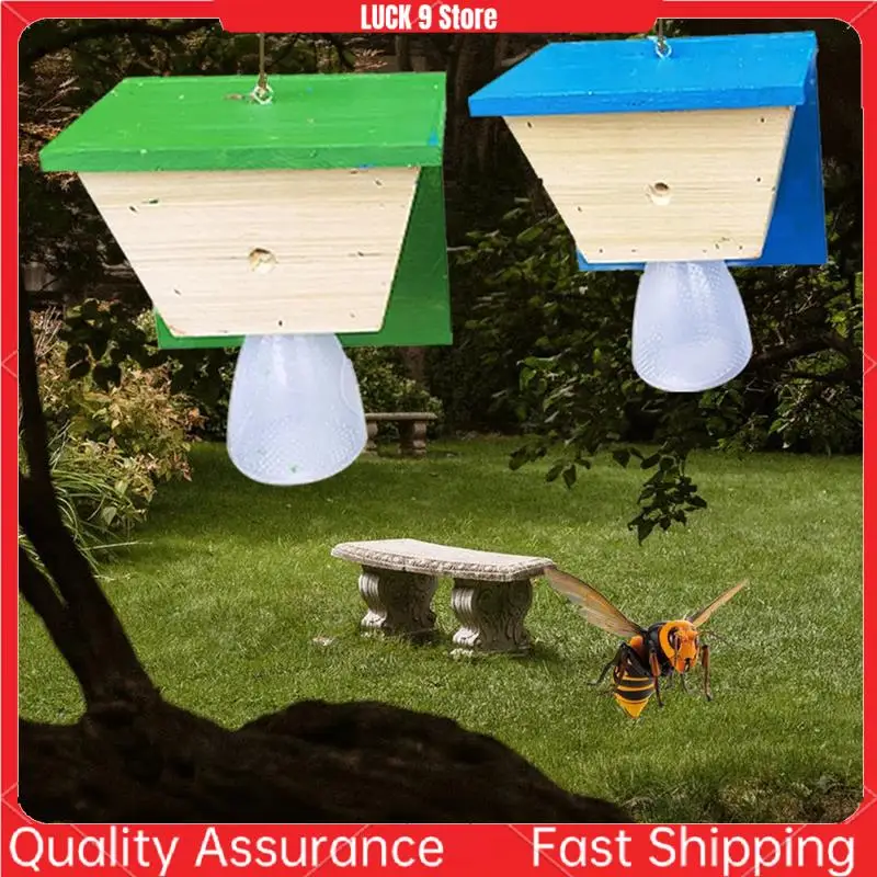 

Wood Bee Trap Wood Cabin Style Carpenter Bee Trap Waterproof And Outdoor Wasp Trap Catcher Durable Green