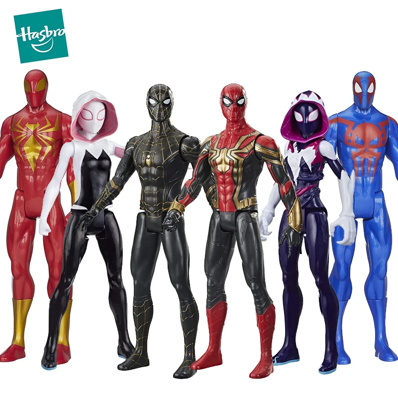 30cm Hasbro Marvel Spiderman Iron Spider Ghost Venom Action Figure Anime Black Gold Suit Joints Move Model Kids Toys Boys Gift