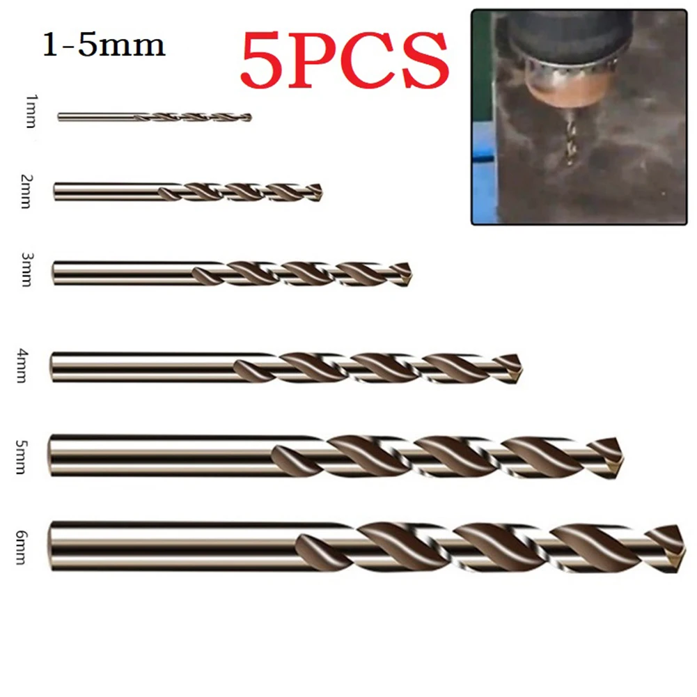 5 قطعة HSS M35 الكوبالت مثقاب 1-5 مللي متر رئيس الجولة عرقوب للمعادن الفولاذ المقاوم للصدأ الحفر القاطع ثقب اللكم أجزاء أداة السلطة
