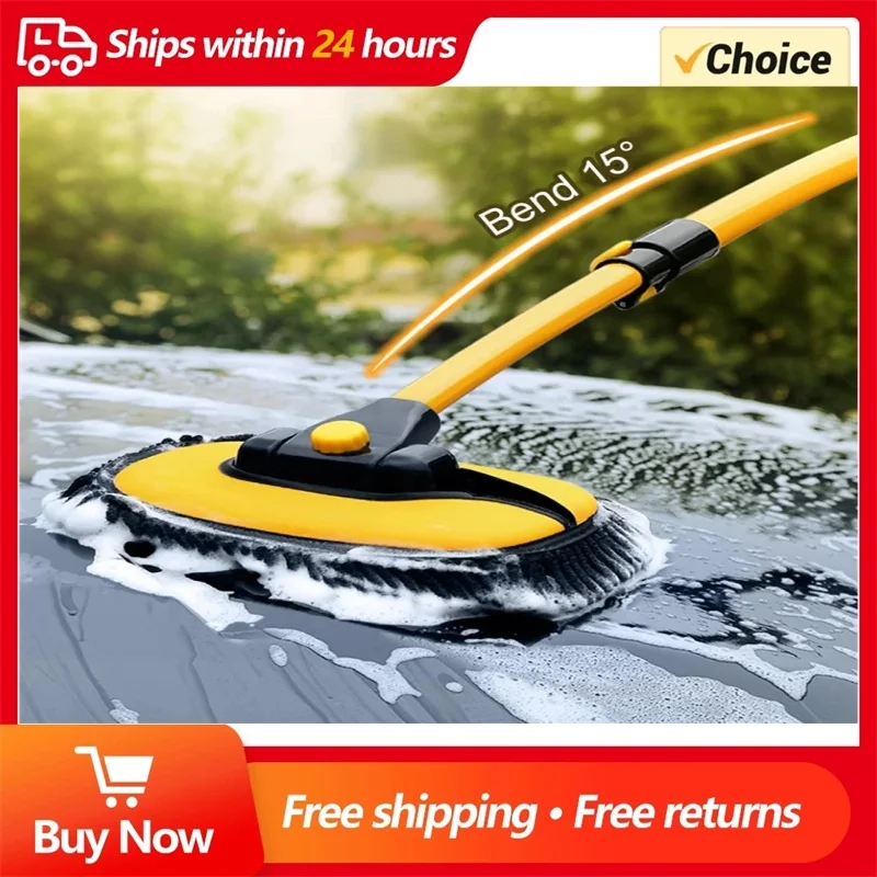 Car Washing Mop Super Absorbent Car Cleaning Brushes Mop Adjustable Window Wheel Dust Wash Tool Three Section Auto Accessories