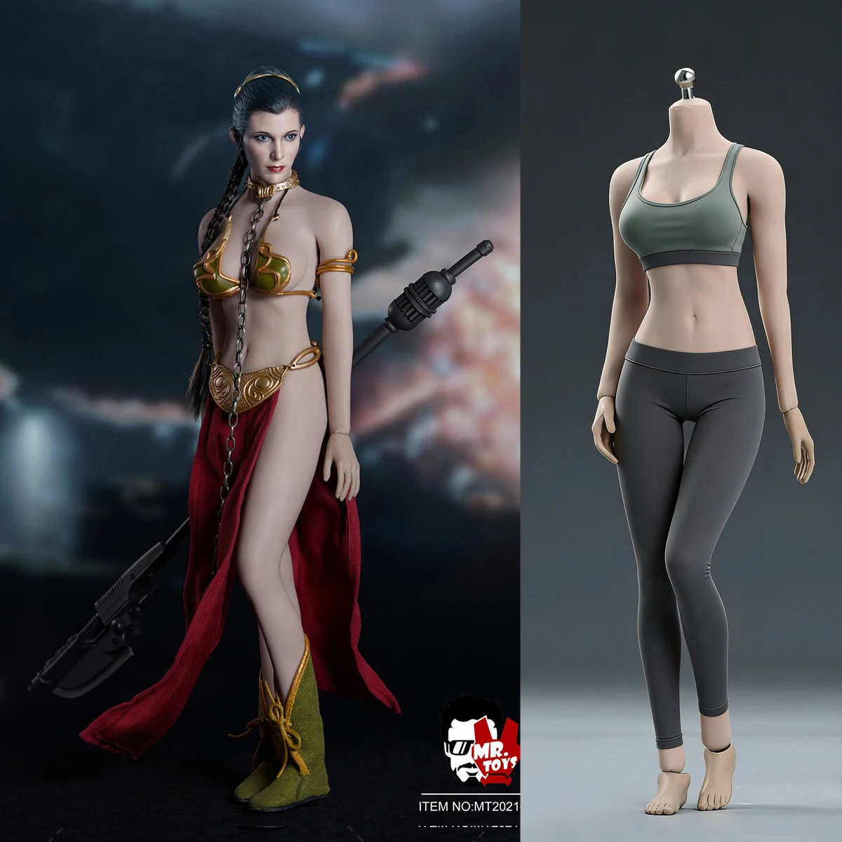 

MT2021-08 1/6 Princess Costume Clothes With Head Sculpt Model Fit TBL S12D Female Large Breast Suntan Soldier Action Figure Body