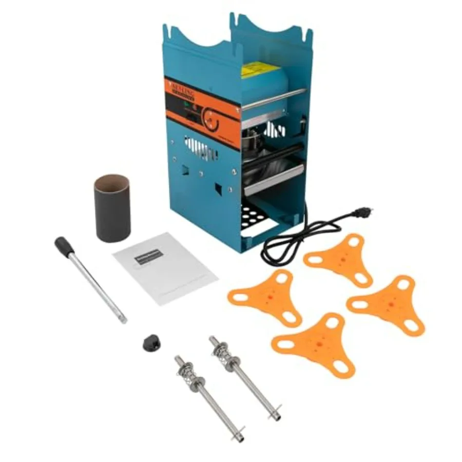 ماكينة سدادة أكواب الشاي اليدوية 300 كوب ساعة لتغليف المشروبات تصميم أزرق مع تقنية التسخين مناسبة لقطر الكوب 95 مم