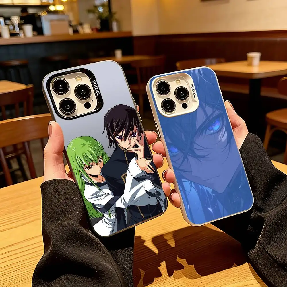 

P-Popular anime C-Code Geass Phone Case For iPhone 17,16,15,14,13,12,11 Plus,Pro Max,XS,Colorful Silver Black Cover