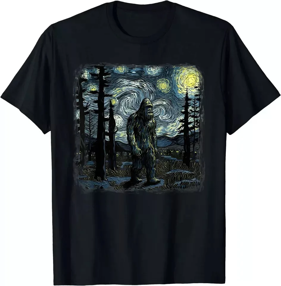 NWT Bigfoot Starry Night Sasquatch Paintig Art Unisex T-Shirt