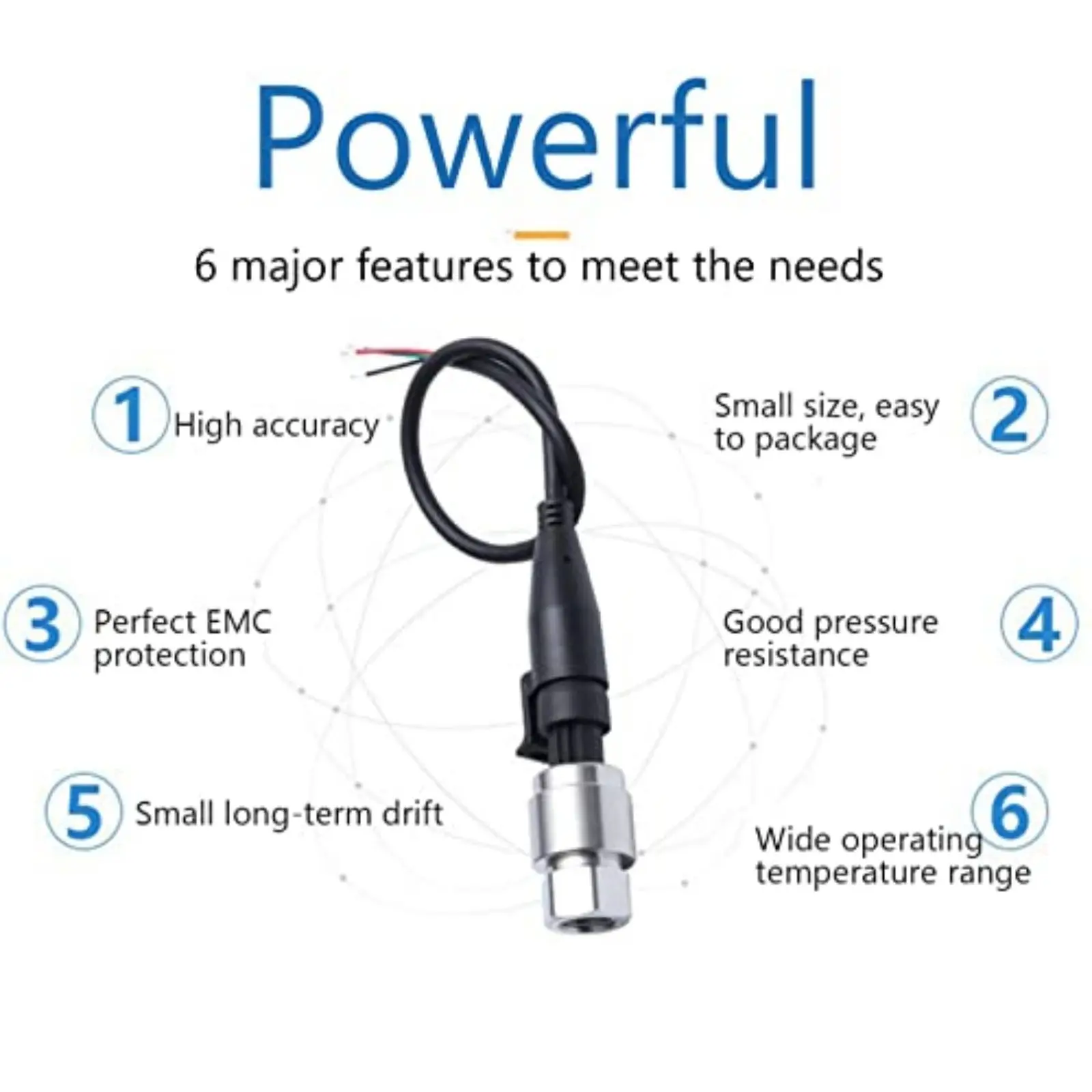 Imagem -05 - Pressure Sensor Transmissor Transmissor Transdutor Óleo Combustível Diesel ar Gás Água Importação Cerâmica 03 m Cabo 27 Npt Aço Inoxidável