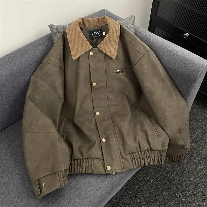 سترة نسائية من جلد البولي يوريثان باللون الأسود على الطراز القوطي معطف عتيق للدراجات النارية سترة موستانج ملابس خارجية كبيرة الحجم 2000s ملابس إيمو للخريف والشتاء