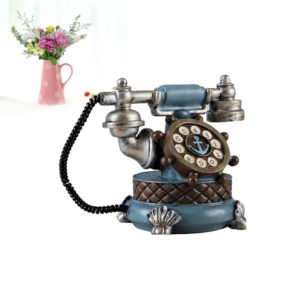 

Retro Telephone Creative Desktop Ornament Blue Mini Home Telephone Ornament Model Vintage Phone