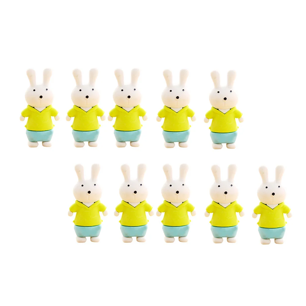 

16 Pcs White Board Eraser Learning Stationery Kids Used Lovely Rabbit Ornament Pencil Cartoon Rubber Rubbers Child