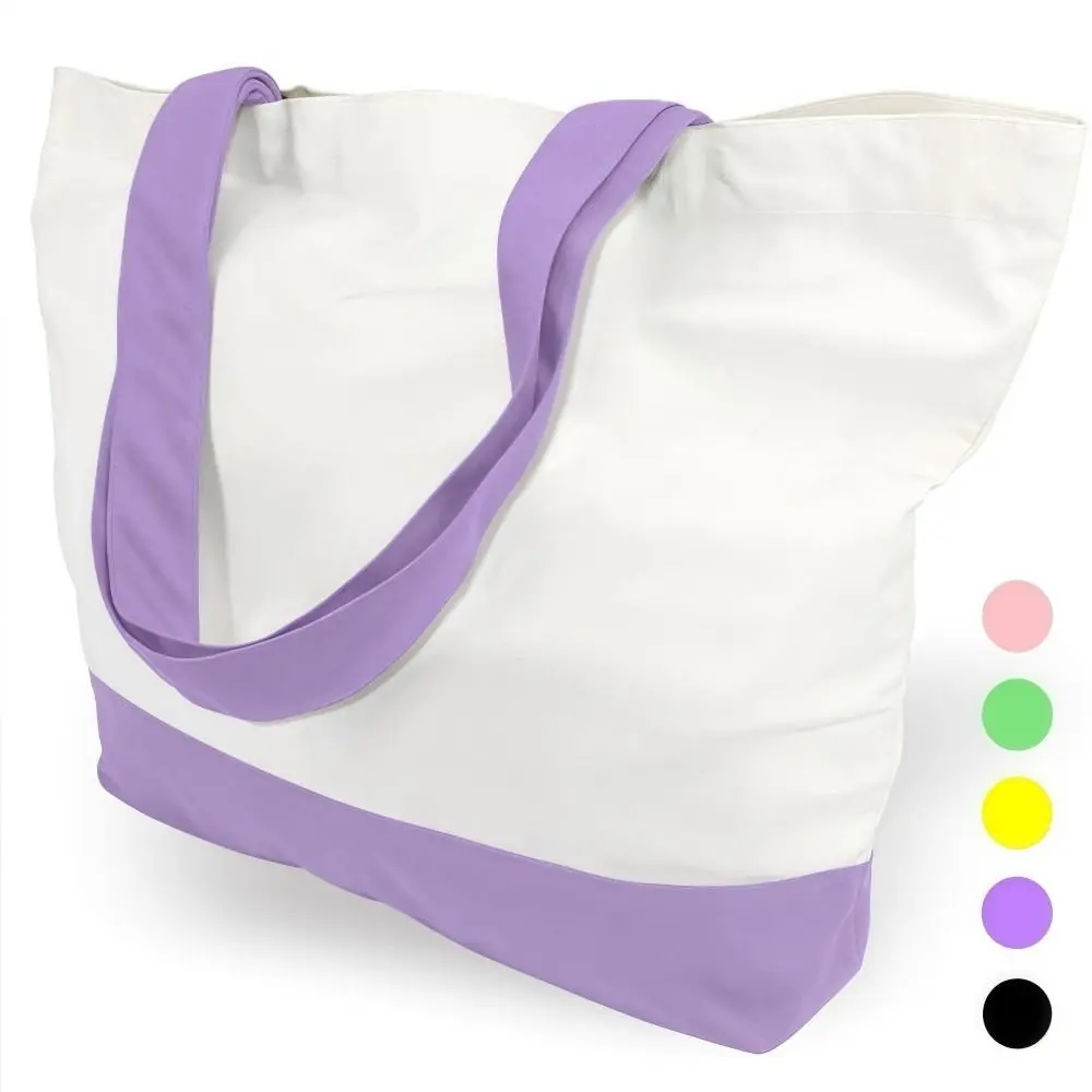 

Fashionable Large Canvas Tote Bag Cotton Reusable Storage Bag 12oz Two-Tone Hand Gift Bag For Women, Students and Children