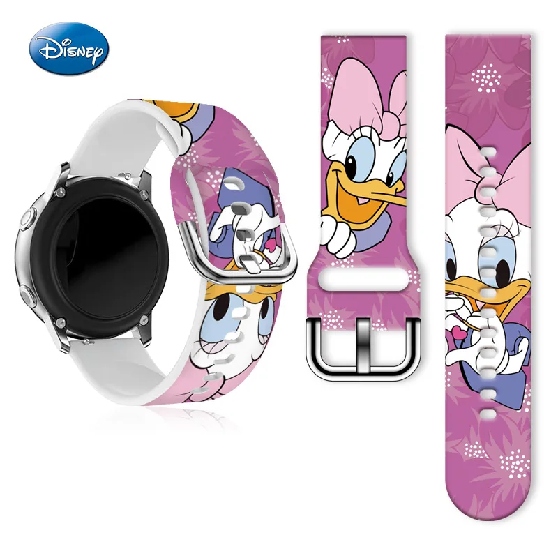 Disney Princess Mickey Minnie Donald Duck Printed Silicone Strap For Samsung Huawei GT Watch FB-Versa 23MM 22MM 20MM Watch Band