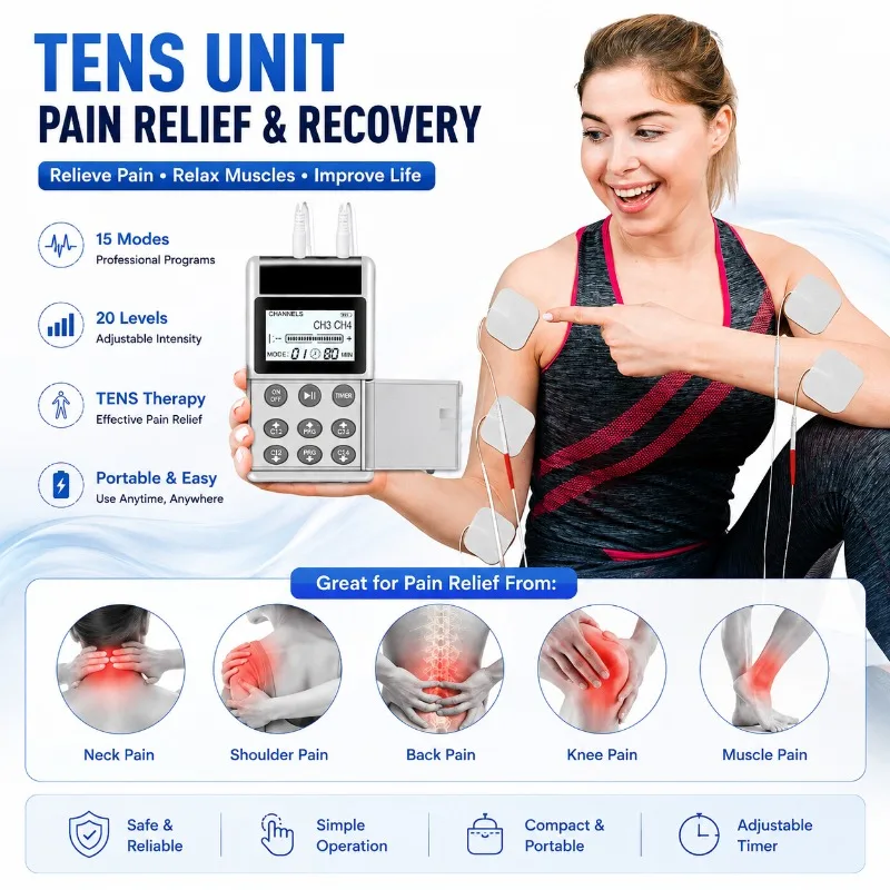 15 Modes 20 Levels TENS EMS Pulse Massager Full Body Muscle Stimulator Electric Massage Machine Meridian Pen Home Relaxation