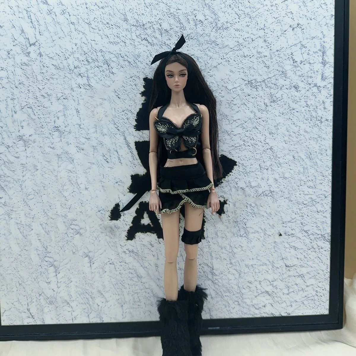 

Fashion Butterfly Dress Set 30cm Supermodel Doll Top Short Skirt Shoe Cover Suit Outfit For 1/6 Xinyi FR ST Blythe BABI Dolls