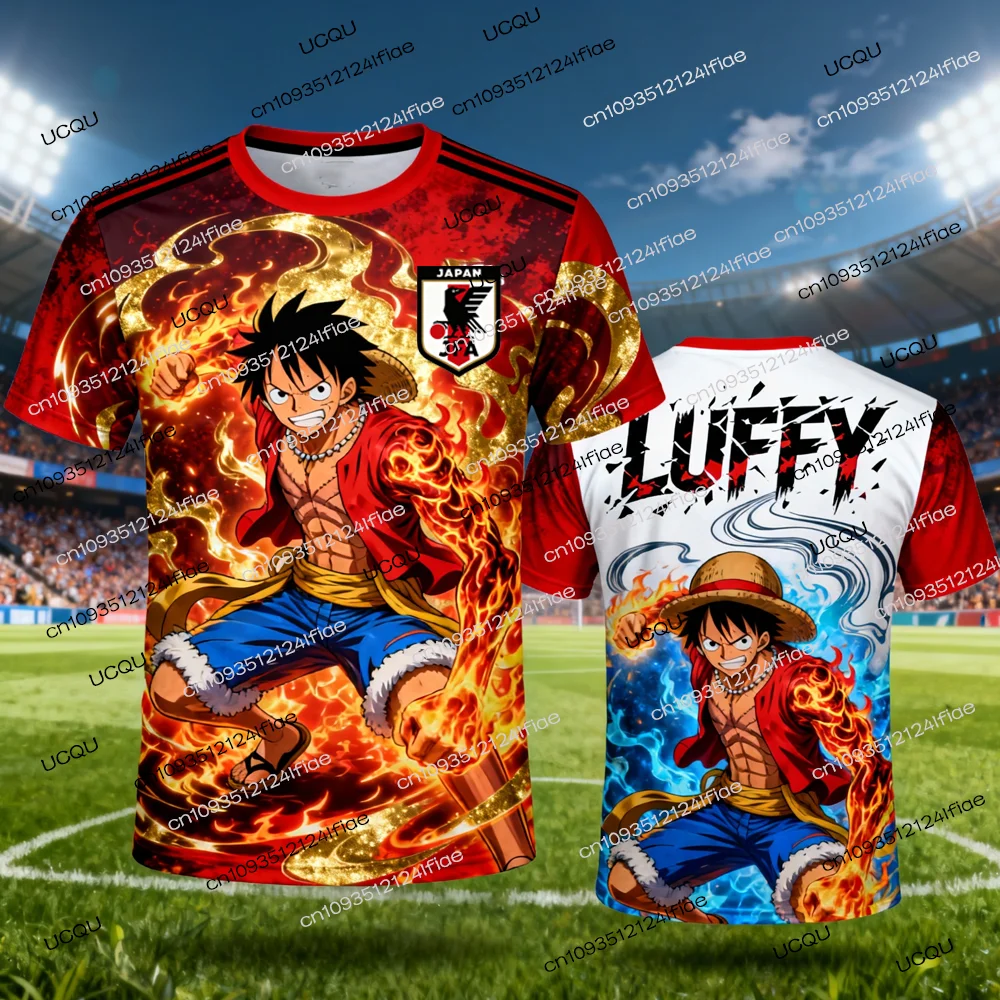 Japanese Anime One Piece Luffy Special Edition Soccer Jersey T-shirt Men Soccer Sports T-shirt Kids Cartoon Short-Sleeved Top