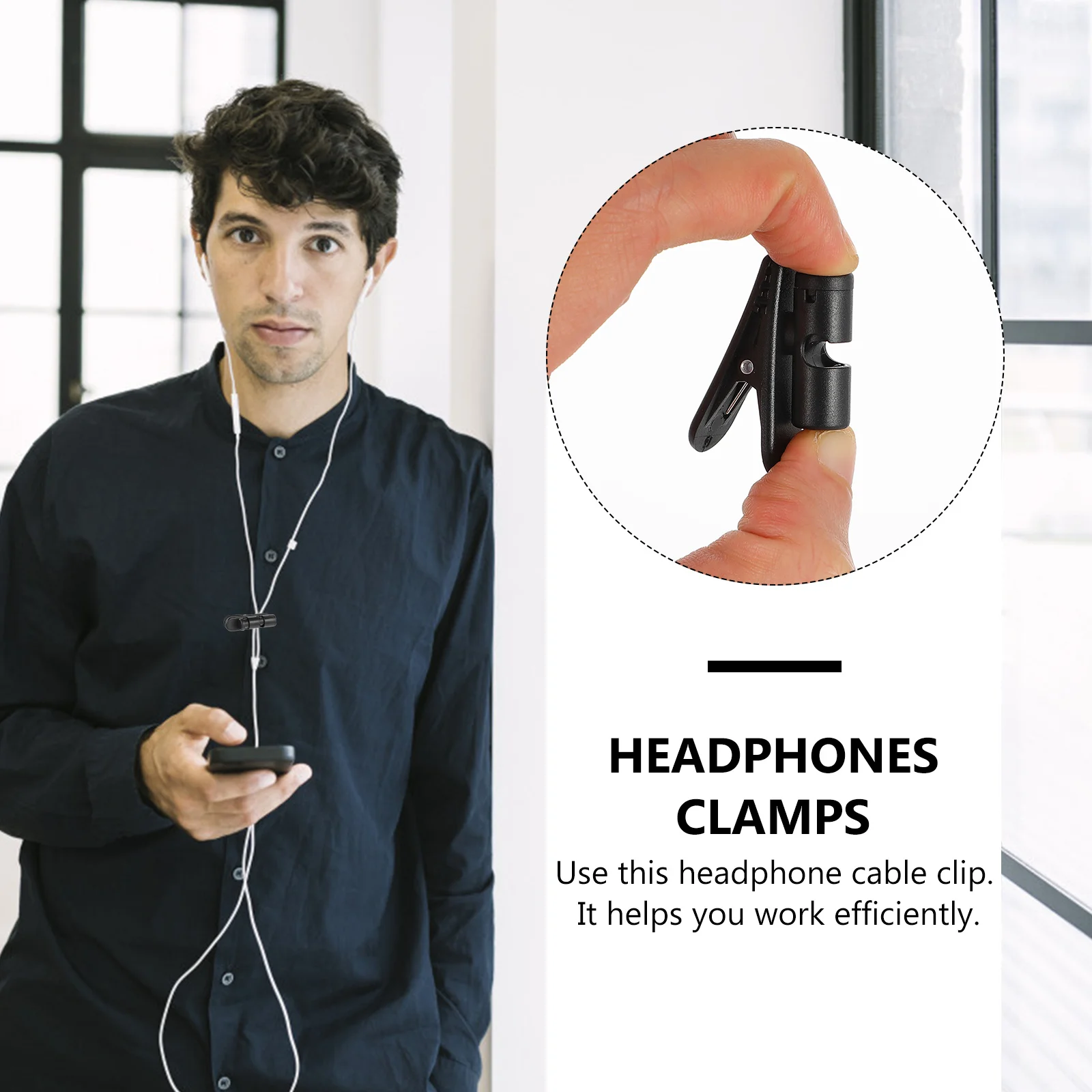 

8Pcs Portable Headphone Clips Durable Earphone Holders Quality Hard Material Cable Organizers Black Headphones Clamps