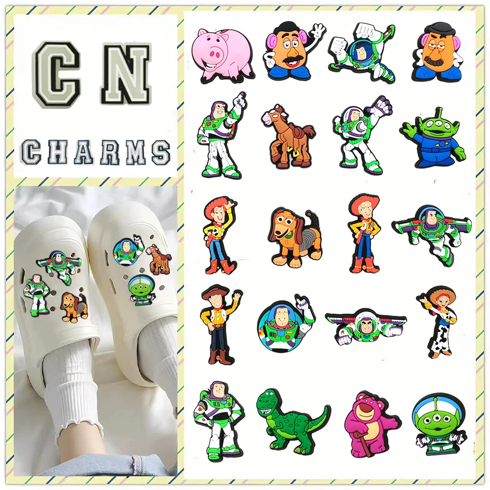 MINISO 1pcs cartoon Disney Toy Story DIY shoe charms Accessories buckle clogs sandals Garden shoes decorate kids gifts