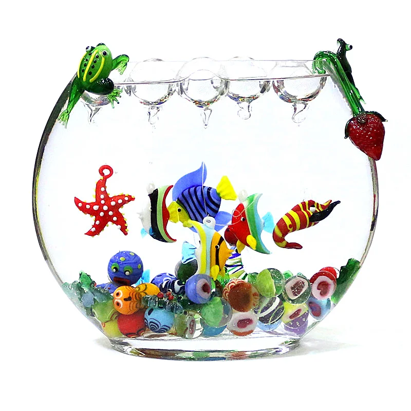 Floating Glass Marine Animal Mini Figurine Pendant Aquarium Decor Cute Fish Lobster Shrimp Seahorse Sea Star Starfish Trinkets