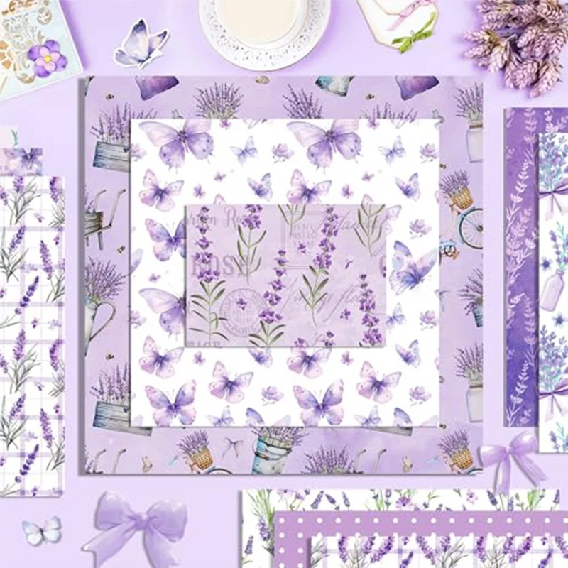 

Компактная двусторонняя бумага для скрапбукинга 12 x 12 дюймов, 24 листа, банты, узор, декоративная карточка для декупажа, лаванда