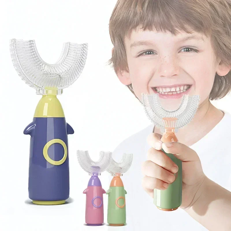 U Shape Toothbrush for Kids, Escova de Dentes para Crianças, Cuidados Dentes para Limpeza dos Dentes, Escova do bebê, Assistência Odontológica, 360 °